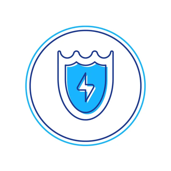 Filled outline Lightning and shield icon isolated on white background. High voltage shield. Safe energy. Vector — 图库矢量图片