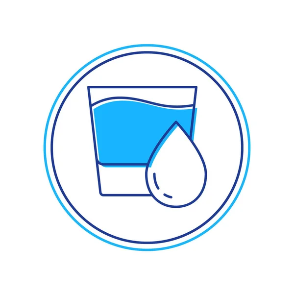 Esquema relleno Vidrio con icono de agua aislado sobre fondo blanco. Vidrio de soda. Vector — Vector de stock