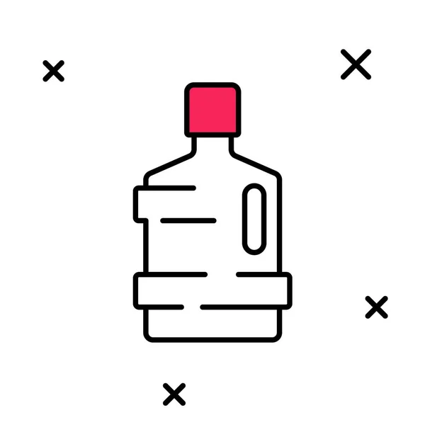 Заполненная очертания Большая бутылка с иконкой чистой воды изолированы на белом фоне. Пластиковый контейнер для холодильника. Вектор — стоковый вектор