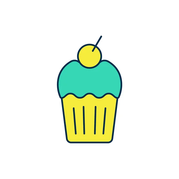 Kitöltött vázlat Muffin ikon elszigetelt fehér háttér. Vektor — Stock Vector
