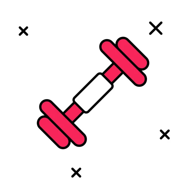 Gevulde omtrek Dumbbell icoon geïsoleerd op witte achtergrond. Spieren optillen, fitness lange halter, sportuitrusting. Vector — Stockvector