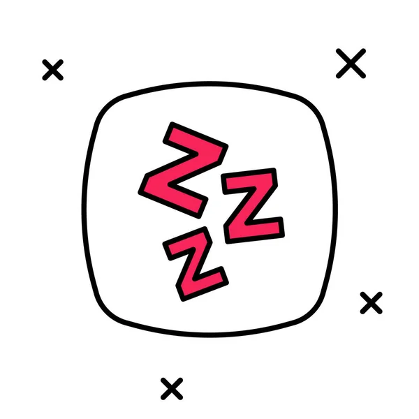 Fylld kontur Sömnig ikon isolerad på vit bakgrund. Sömnig zzz pratar bubbla. Vektor — Stock vektor