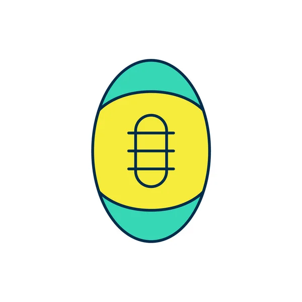 Заполненный очертания иконка американского футбольного мяча изолированы на белом фоне. Значок мяча для регби. Символ командной игры. Вектор — стоковый вектор