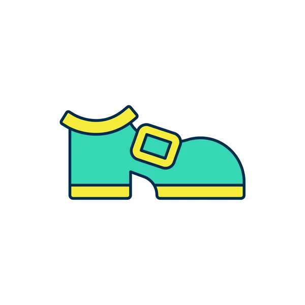 Vyplněný obrys Leprechaun boot ikona izolované na bílém pozadí. Šťastný den svatého Patricka. Národní irský svátek. Vektor — Stockový vektor