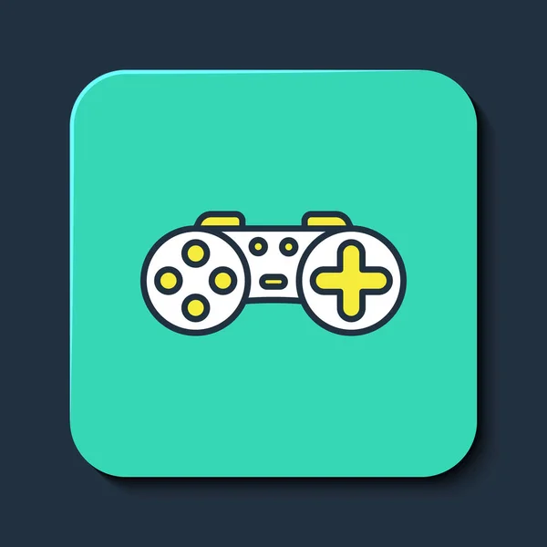 Kitöltött vázlat Gamepad ikon elszigetelt kék háttérrel. Játékvezérlő. Türkiz négyzet gomb. Vektor — Stock Vector