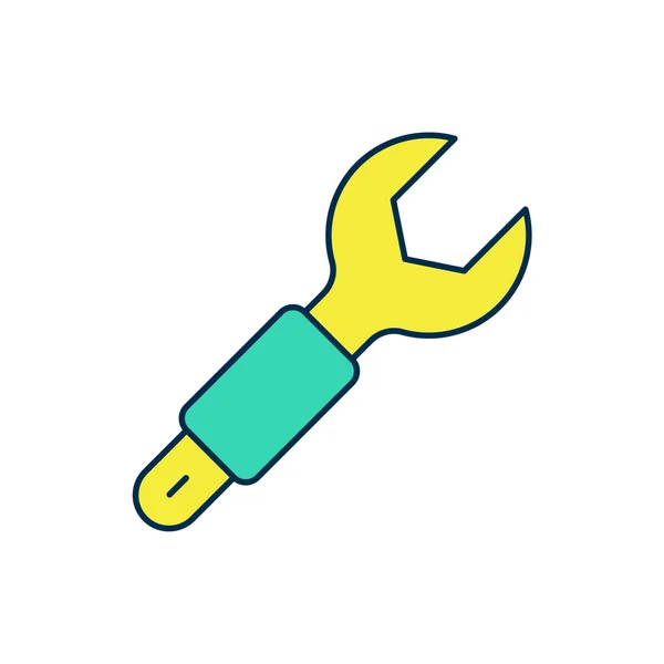 Gevulde omtrek Wrench moersleutel pictogram geïsoleerd op witte achtergrond. Spanner reparatie tool. symbool van het servicewerktuig. Vector — Stockvector