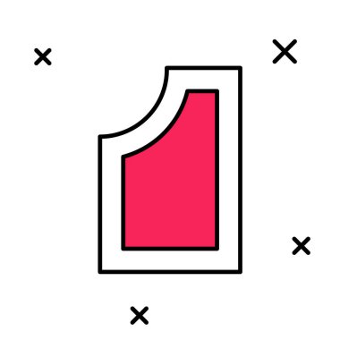 Doldurulmuş dış hat dikiş şablonu simgesi beyaz arkaplanda izole edildi. Dikiş için işaretler. Vektör