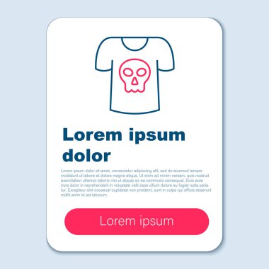 Gri arkaplanda kafatası simgesi olan çizgili tişört. Mutlu Cadılar Bayramı Partisi. Renkli taslak konsepti. Vektör