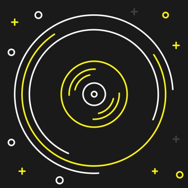 Line Vinyl disk icon isolated on black background. Colorful outline concept. Vector