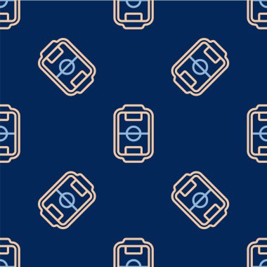 Line Table football game hobby or leisure icon isolated seamless pattern on blue background. Sport team football players. Vector