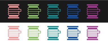 Kablo elektrik kablosunu siyah ve beyaz arkaplanda izole edilmiş bir makaraya ya da davul simgesine ayarla. Vektör