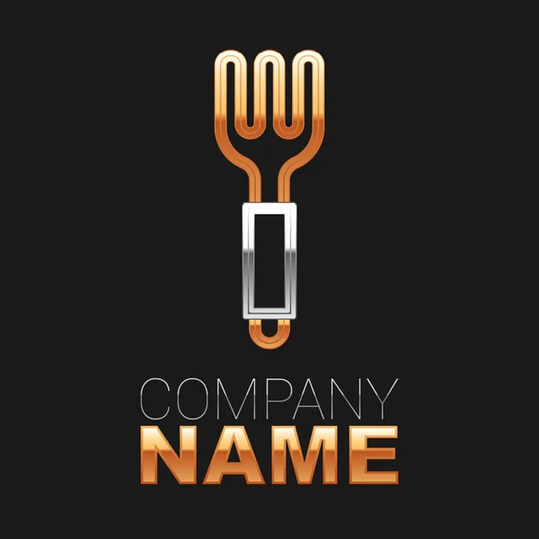 Line Fork icon isolated on black background. Cutlery symbol. Colorful outline concept. Vector — Image vectorielle