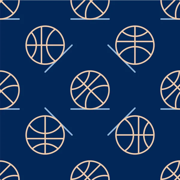 Linie Basketball Ball Symbol isoliert nahtlose Muster auf blauem Hintergrund. Sport-Symbol. Vektor — Stockvektor