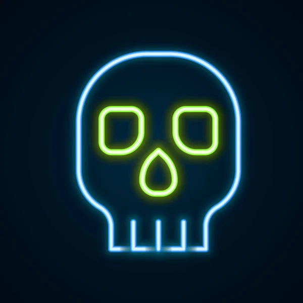 Glödande neon line Skull ikon isolerad på svart bakgrund. Glad halloweenfest. Färgstarkt skisskoncept. Vektor — Stock vektor