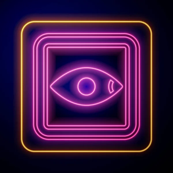 Leuchtende Neon Film oder Kinematographie Bewertung oder Rezension Symbol isoliert auf schwarzem Hintergrund. Vektor — Stockvektor