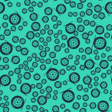 Siyah araba tekerleği ikonu yeşil arka planda izole edilmiş pürüzsüz desen. Vektör