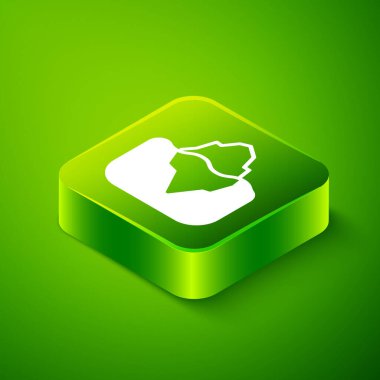 Isometric Iceberg simgesi yeşil arkaplanda izole edildi. Yeşil kare düğmesi. Vektör