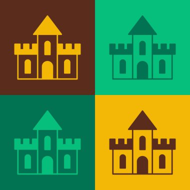 Pop Art Sand Kalesi simgesi renk arkaplanında izole edildi. Vektör