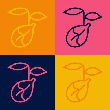 Pop Art Line Sprout simgesi renk arkaplanında izole edildi. Tohum ve tohum. İşaret bırakıyor. Yaprak doğası. Vektör