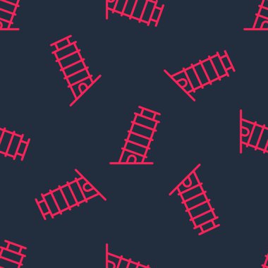 Pisa ikonundaki kırmızı çizgi eğimli kule siyah arka planda kusursuz desen izole etti. İtalya sembolü. Vektör