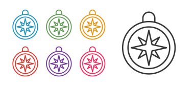 Pusula simgesini beyaz arkaplanda izole et. Rüzgâr yön bulma sembolü. Rüzgar gül işareti. Simgeleri renklendirin. Vektör