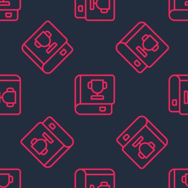 Kırmızı çizgi Kitap simgesi siyah arkaplanda izole edilmiş. Vektör