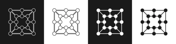 Set icône de jeu de société isolé sur fond noir et blanc. Vecteur — Image vectorielle