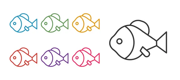 Встановити лінію значка риби ізольовано на білому тлі. Встановити кольорові піктограми. Векторні — стоковий вектор