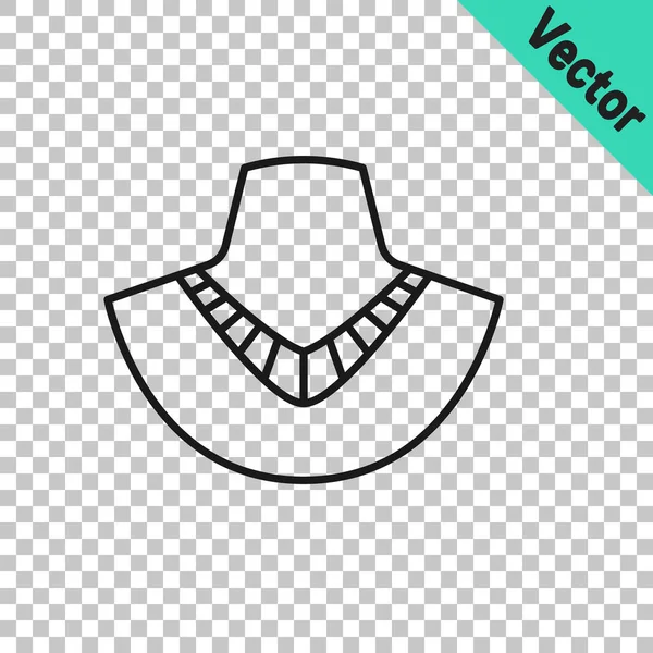 Collar de línea negra en el icono del maniquí aislado sobre fondo transparente. Vector — Archivo Imágenes Vectoriales