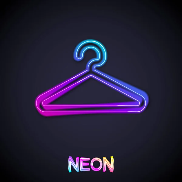 Leuchtende Neon-Linie Kleiderschrank-Symbol isoliert auf schwarzem Hintergrund. Garderoben-Ikone. Kleiderservice-Symbol. Wäscheständer-Schild. Vektor — Stockvektor