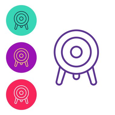 Hedef spor simgesini beyaz arkaplanda izole et. Atış mesafesi ya da atış mesafesi için sayıları olan temiz bir hedef. Simgeleri renklendirin. Vektör