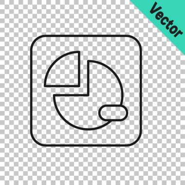 Şeffaf arkaplanda siyah çizgi pasta grafiği bilgi simgesi izole edildi. Diyagram çizelgesi. Vektör