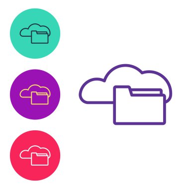 Beyaz arkaplanda Cloud ya da çevrimiçi kitaplık simgesini ayır. İnternet eğitimi ya da uzak mesafe eğitimi. Simgeleri renklendirin. Vektör