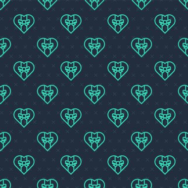 Yeşil çizgi hediye kutusu simgesi mavi arkaplandaki kusursuz deseni izole etti. Mutlu Noeller ve mutlu yıllar. Vektör