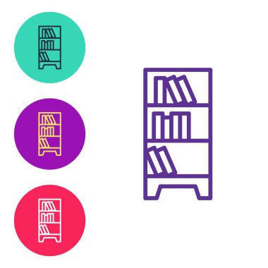 Satır kitaplığı simgesini beyaz arkaplanda izole et. Simgeleri renklendirin. Vektör