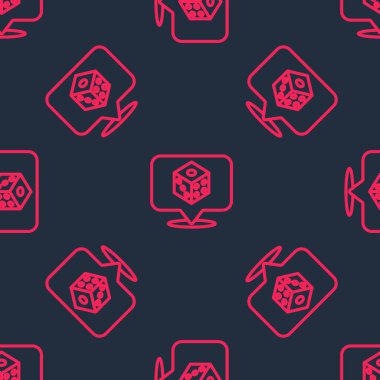 Kırmızı çizgi oyun simgesi siyah arkaplanda izole edilmiş kusursuz desen. Kumarhane kumarı. Vektör