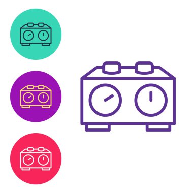 Satranç saati simgesini beyaz arkaplanda izole et. Spor malzemeleri. Simgeleri renklendirin. Vektör