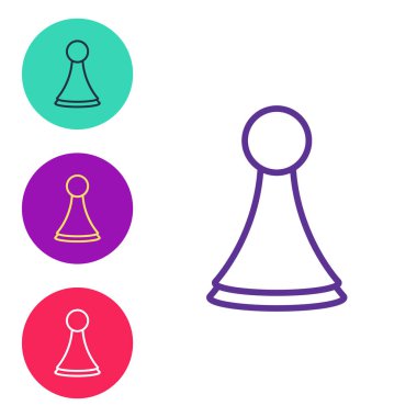 Tahta oyun simgesi için Chip satırını beyaz arkaplanda ayır. Simgeleri renklendirin. Vektör