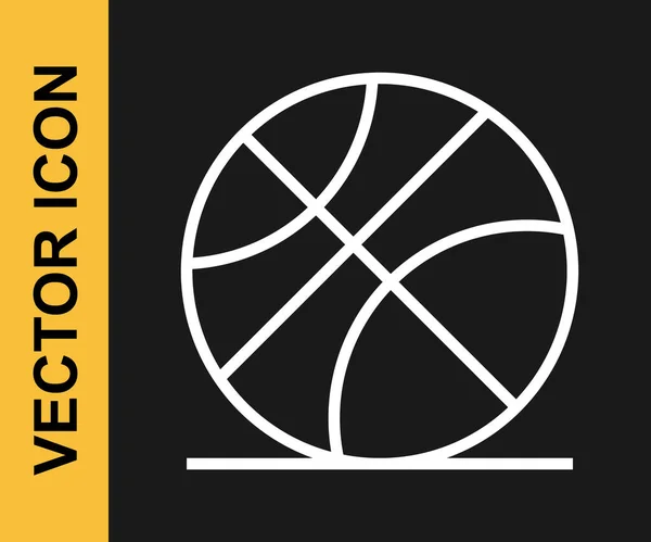 Weiße Linie Basketballsymbol isoliert auf schwarzem Hintergrund. Sport-Symbol. Vektor — Stockvektor