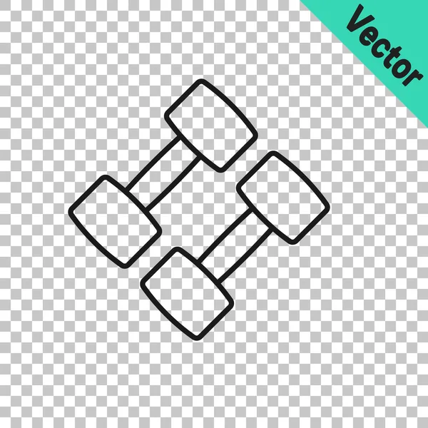 Black Line Dumbbell Symbol isoliert auf transparentem Hintergrund. Muskelheben, Fitness-Langhantel, Sportgeräte. Vektor — Stockvektor