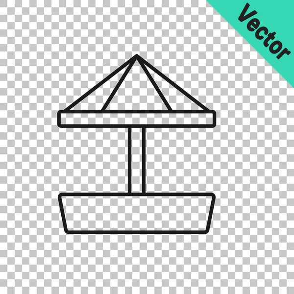 रेत और छाता प्रतीक के साथ बच्चों के लिए ब्लैक लाइन सैंडबॉक्स पारदर्शी पृष्ठभूमि पर अलग है। सदिश — स्टॉक वेक्टर