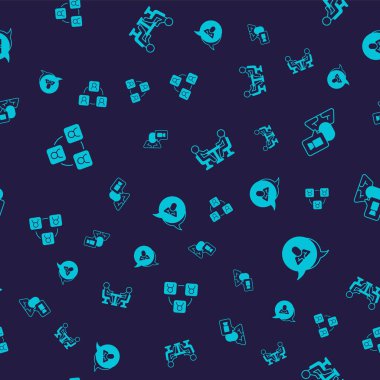 Set Meeting, Video chat conference, and Speech bubble on seamless pattern. Vector