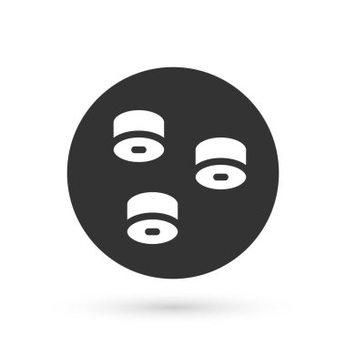 Gri suşi simgesi beyaz arkaplanda izole edilmiş. Geleneksel Japon yemekleri. Vektör