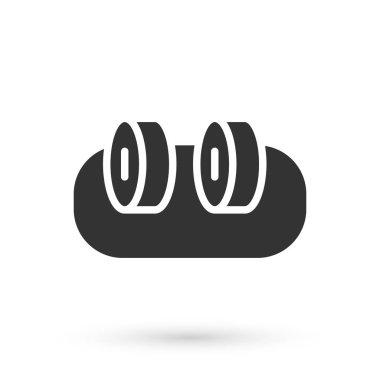 Gri suşi simgesi beyaz arkaplanda izole edilmiş. Geleneksel Japon yemekleri. Vektör