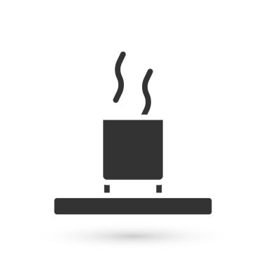 Beyaz arka planda izole edilmiş gri çay ikonu. Vektör