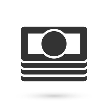 Grey Stacks kağıt para ikonu beyaz arka planda izole. Para desteleri. Para birimi. Vektör