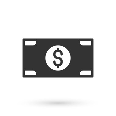 Grey Stacks kağıt para ikonu beyaz arka planda izole. Para desteleri. Para birimi. Vektör