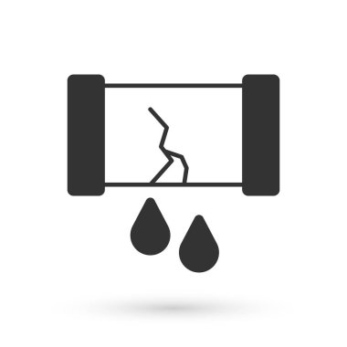 Kırık yağ borusu ve beyaz arka planda izole edilmiş kapakçık simgesi var. Vektör