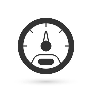 Gri hız göstergesi simgesi beyaz arkaplanda izole edildi. Vektör