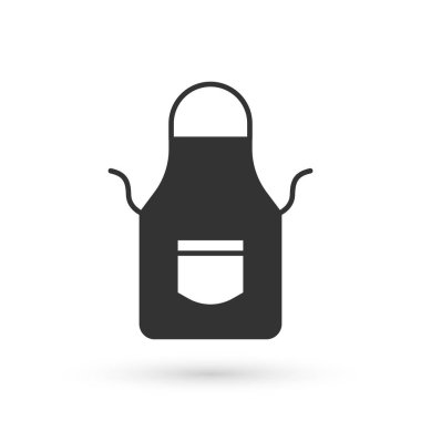Gri Demirci önlüğü simgesi beyaz arkaplanda izole edildi. Koruyucu giysi ve alet işçisi. Vektör